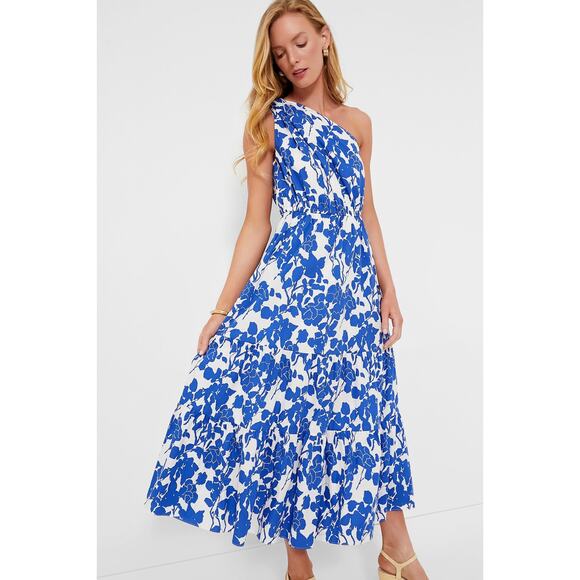 TUCKERNUCK Hyacinth House Blue Floral One Shoulder Sybil Maxi Dress NWT Size XXS - Picture 5 of 10